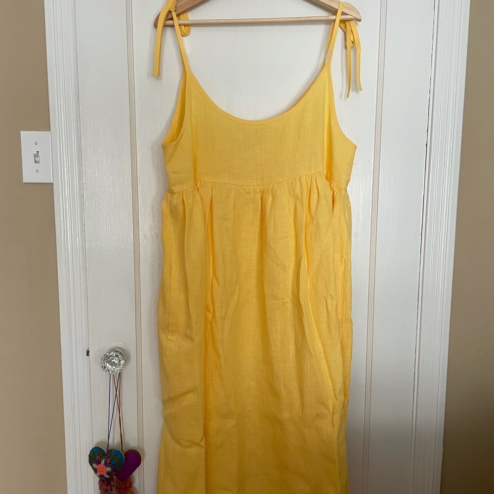 OffOn oversized ruffled linen dress